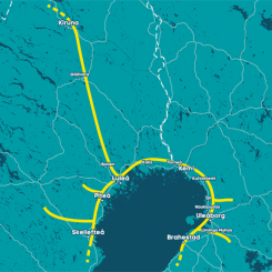 Nu utreds en högtryckspipeline för vätgas runt Bottenviken. Karta: Rise
